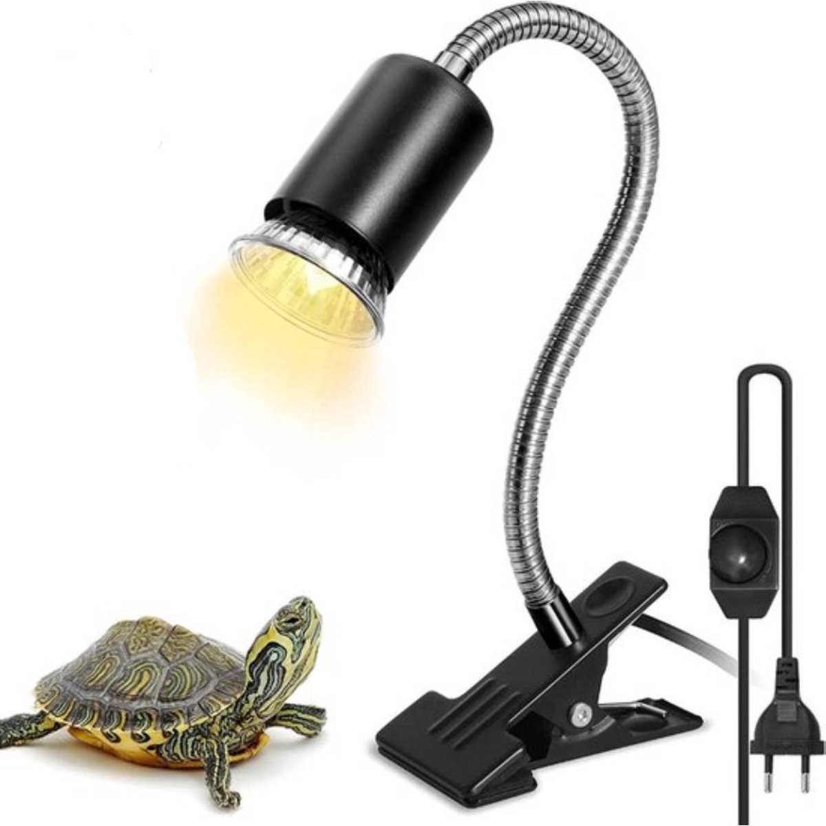 UniEgg® Warmtelamp reptielen dimfunctie zwart - lange levensduur - duurzaam - keramiek - E27 UVA + UVB Hot Lange spotlamp - stevige clipje - geschikt voor bulbs op Prijzenvolger.com