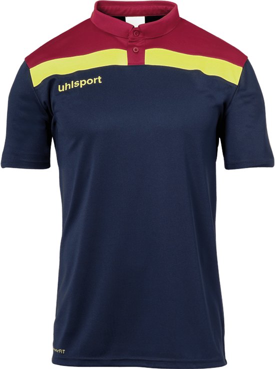 Uhlsport Offense 23 Polo Heren - Marine / Bordeaux / Fluogeel | Maat: XL