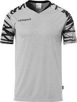 Uhlsport Goal 25 Shirt Korte Mouw Kinderen - Donkergrijs Gemeleerd / Zwart | Maat: 140