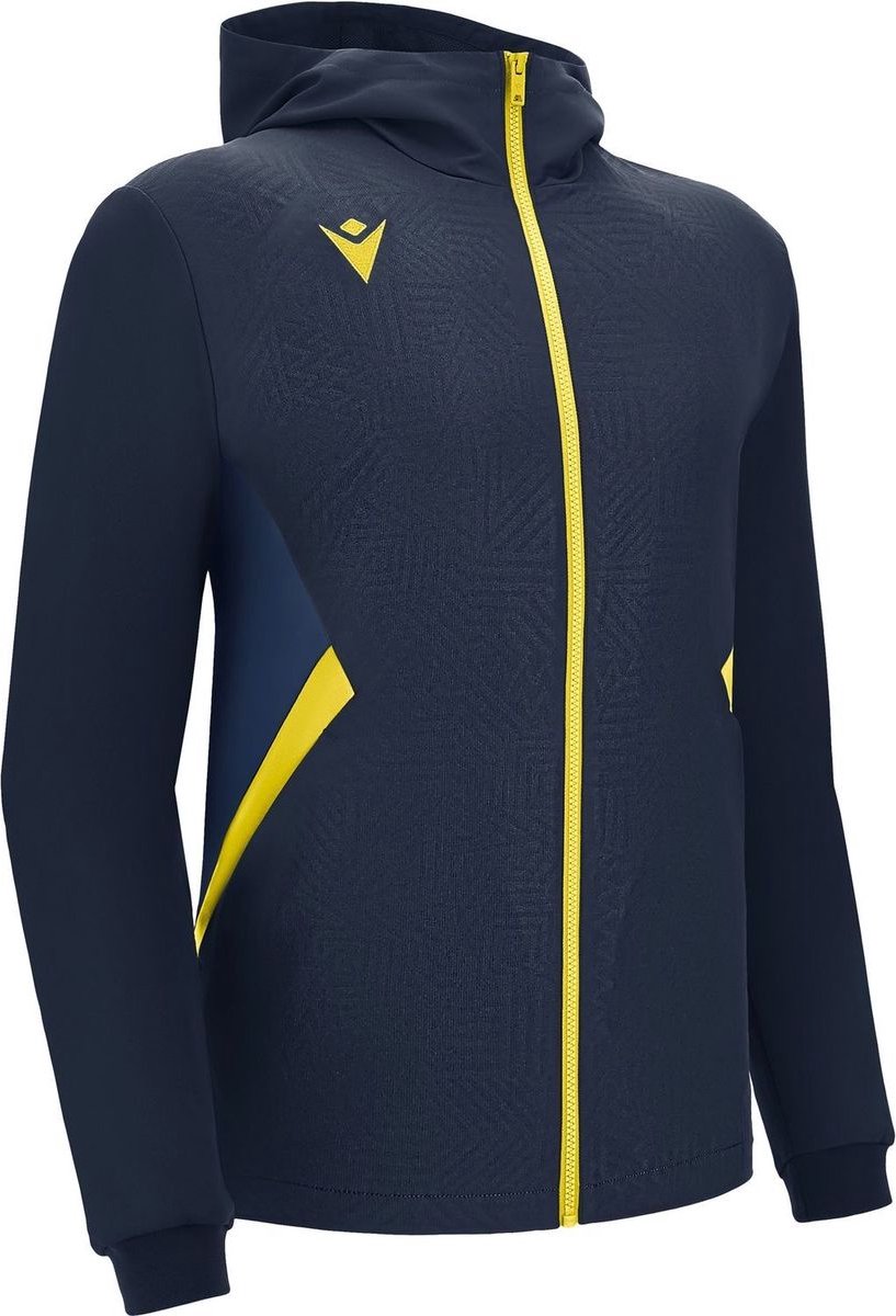 Macron Victory Tiamat Jas Met Kap Heren - Navy / Geel | Maat: M