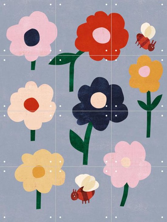 IXXI Flowers & Bees - Wanddecoratie - Kinderen - 60 x 80 cm