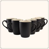 Tasses à Café OTIX - avec Oreille - Set de 6 - Tasses à Thé - 340ml - Zwart - Céramique