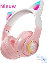 RyC Toys Kinder Hoofdtelefoon- roze |Draadloze Koptelefoon-Kids Headset-Over Ear-Bluetooth-Microfoon-Katten Oortjes-Led Verlichting-Roze