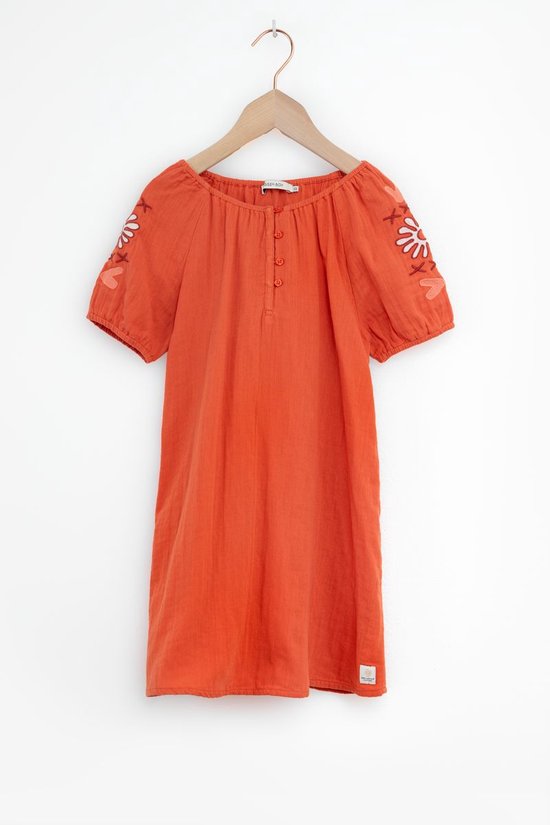 Sissy-Boy - Warm oranje mousseline jurk met embroidery