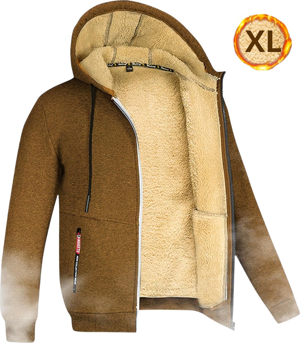 Livano Winterjas Heren Bont Ritssluiting Warm Herfst/Winter Karamel Karamell