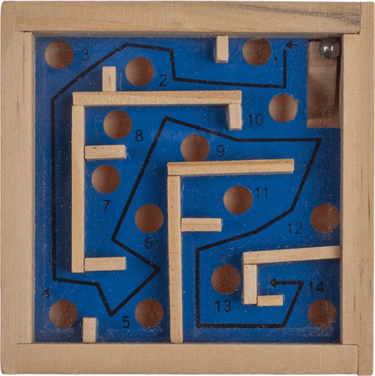 Out of the Blue Houten Labyrint puzzel / 9 x 9 cm / TOYC