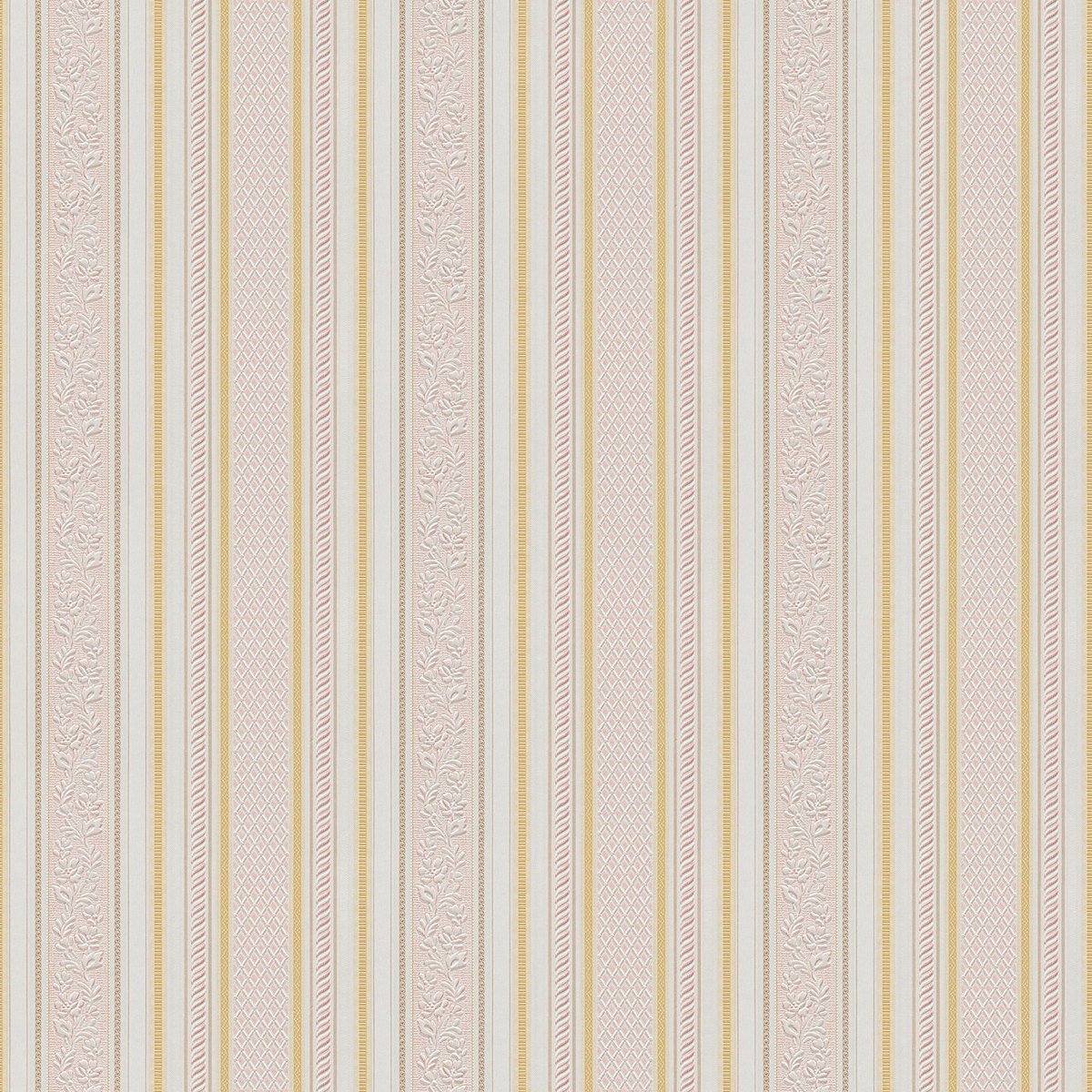 Strepen behang Profhome 765659-GU papier behang licht gestructureerd met strepen mat rood goud wit 5,33 m2 - Profhome