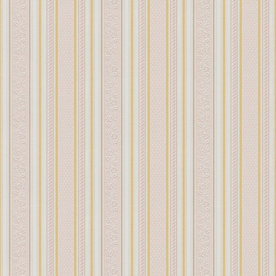 Strepen behang Profhome 765659-GU papier behang licht gestructureerd met strepen mat rood goud wit 5,33 m2
