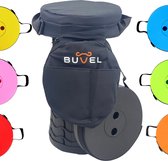 Buvel® Opvouwbare kruk - Kruk - Krukje - Inklapbaar - Telescopisch - Visstoel - Verstelbaar - Rond zwart met kussen