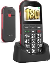 Yarvu T190 - Senioren Mobiele Telefoon - 4G - Grote Toetsen - Met Oplaadstation - Big button GSM - Zwart Rood