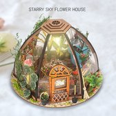 3D Flower House Puzzel met led-verlichting voor Volwassenen, Houten Modelbouwset, Cadeau voor Verjaardag Kerstmis
