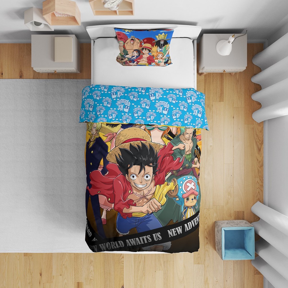 One Piece - Luffy en zijn Crew II Microvezel Beddengoed Set (200x140cm + 63x63cm)