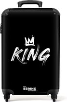 NoBoringSuitcases.com® - Handbagage koffer lichtgewicht - Reiskoffer trolley - 'King' en kroon geschreven in graffiti stijl - Rolkoffer met wieltjes - Past binnen 55x40x20 en 55x35x25