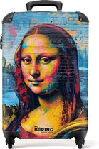 NoBoringSuitcases.com® - Handbagage koffer lichtgewicht - Reiskoffer trolley - Kleurrijke Mona Lisa in graffiti stijl - Rolkoffer met wieltjes - Past binnen 55x40x20 en 55x35x25