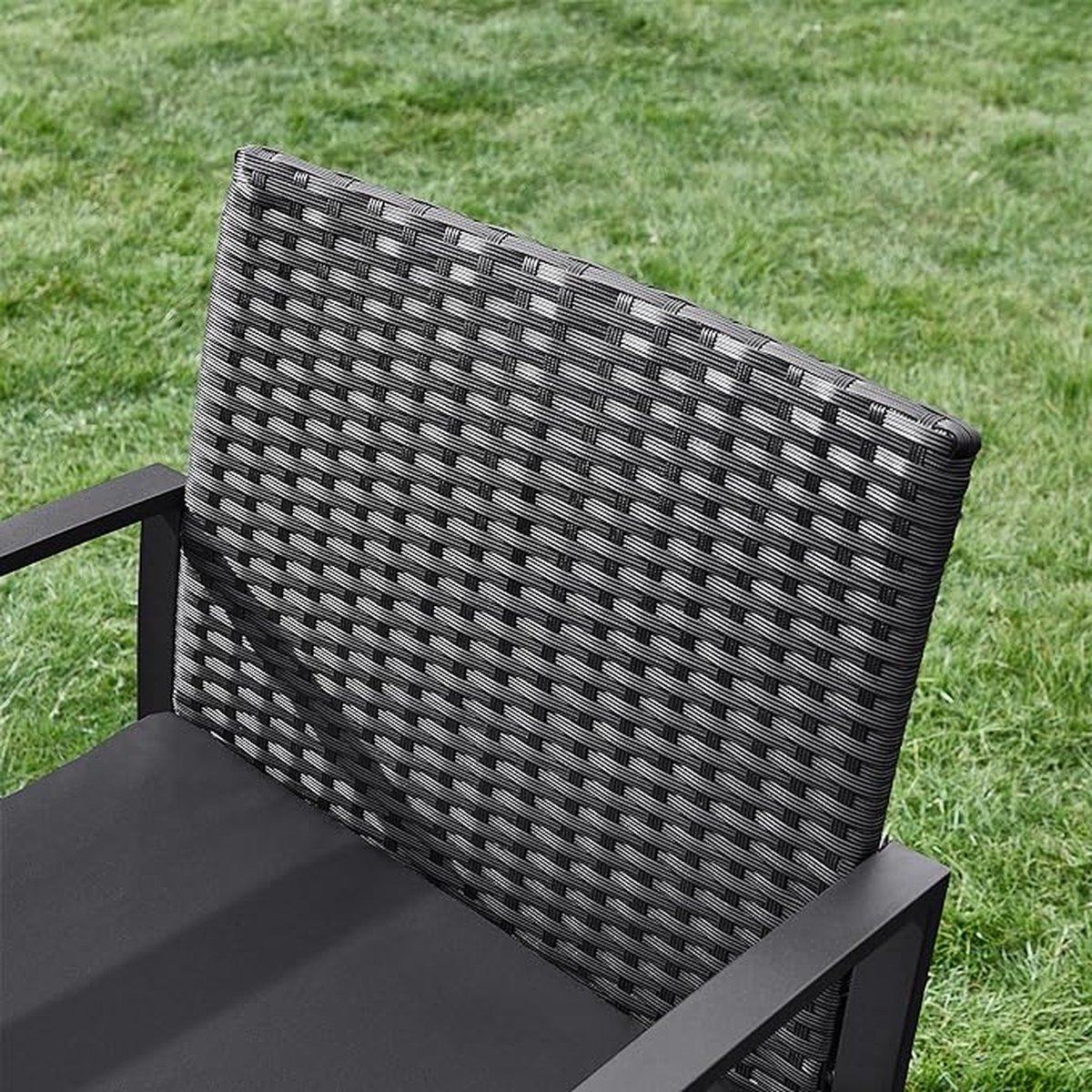 SONGMICS Balkonmeubilair, tuinset, gemaakt van PE polyrattan, loungeset, tafel en 2 stoelen, terrasmeubilair, eenvoudig te monteren, buiten, voor terras, balkon, tuin, zwart GGF010B05 – foto 4