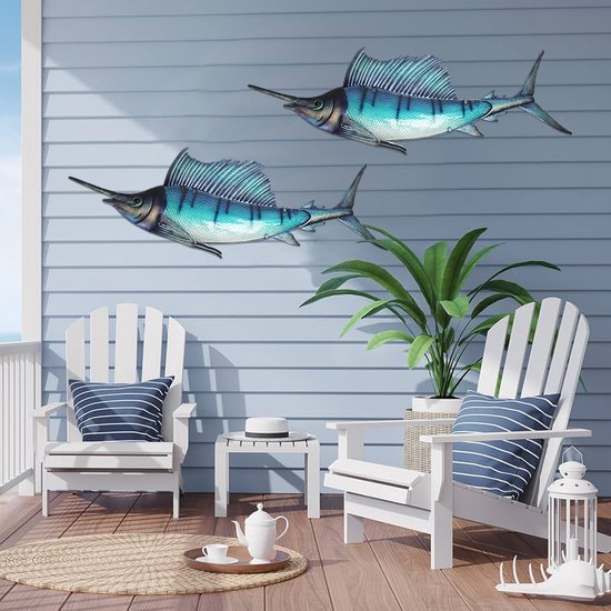 Eurocatch Sailfish - Muurdecoratie 110cm - 3-D Metaal en Glas - Kunst - Cadeau Idee - Vaderdag Cadeau van Eurocatch — afbeelding 5