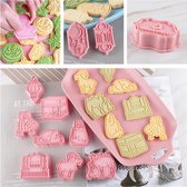 Eid Mubarak Ausstechformen, 8 Stück Ramadan Keksausstecher, Muslimischen Cooki Cutter, 3D Eid Mubarak Plätzchen Ausstecher Set, Ramadan Islamische Ausstecher Plätzchenformen DIY Kuchen Backen Fondant