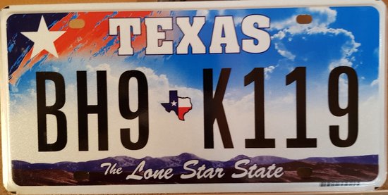 Texas Originele license plate. The Lone Star State Mooi voor in de mancave.
