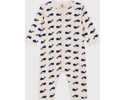 Petit Bateau Katoenen pyjama zonder voetjes met marineblauwe walvisjesprint