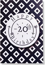 Hoera 20 Jaar! Luxe verjaardagskaart - 12x17cm - Gevouwen Wenskaart inclusief envelop - Leeftijdkaart