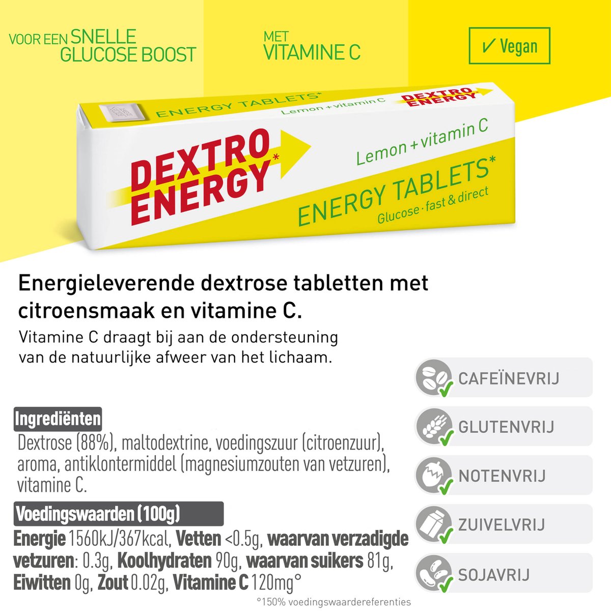 Dextro Energy Citroen | Dextrose Tabletten met Vitamine C | 24 stuks | Voor een Snelle Energie Boost | Voordeelverpakking — afbeelding 4