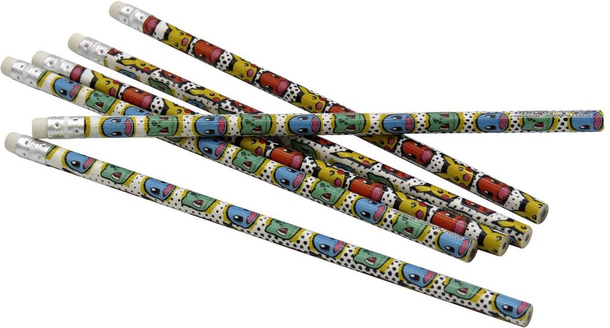 Pokémon - Traktatie potloden - Uitdeelcadeautjes - 6 Delig potloden set.