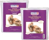 Glorex Hobby vulmateriaal - 2x - polyester - 150 gram voor knuffels/kussens - wit - donzig