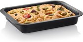 2 x ovenschaal, klein formaat, anti-aanbaklaag, met greeprand, ook te gebruiken als lasagnevorm, braadpan of taartplaat