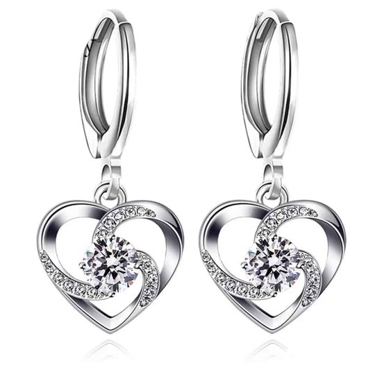 Zilveren Oorbellen - Oorbellen hart infinity | Met zirkonia | 925 Sterling Zilver - Direct uit voorraad - Met 925 Zilver Certificaat - In Leuke cadeauverpakking - Tip voor Moederdag