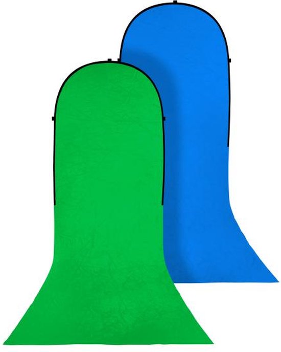 BRESSER Achtergrond - BR-TR15 - Groen/Blauw - Inklapbaar - 150 x 200 x 200 cm