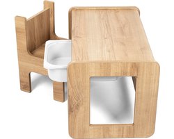 Product: Industrial living kindertafel met witte lade - Kinderbureau met stoel - Speeltafel - Activiteitentafel - Tekentafel - Walnoot - Hout, van het merk 