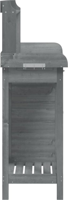 vidaXL Table de rempotage - Tables de remportage - Table de travail de jardin - Table de rempotage - Table de rempotage avec armoire 110,5 x 45 x 124,5 cm Pin massif gris
