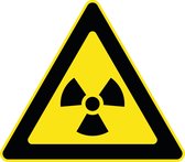 10 Stickers van 10 cm | 10x 10cm Pictogram stickers - Waarschuwing radioactieve straling