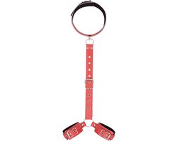 Erotische Nekriem Met Handboeien - Seksspeeltjes Voor Koppels - SM Bondage - Sex Toys - BDSM Set - Rood