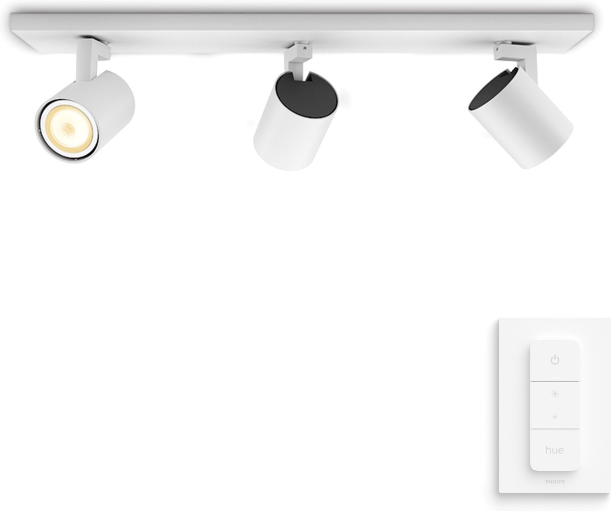 Philips Hue Runner opbouwspot - warm tot koelwit licht - 3-spots - wit - 1 dimmer switch — afbeelding 3