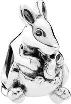 Dieren en Natuur - Zilveren bedels - Bedel kangoeroe | 925 Sterling Zilver - Geschikt voor alle merken - Met 925 Zilver Certificaat - Tip voor Moederdag