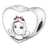 Sprookjes - Zilveren bedels - Bedel Sneeuwwitje | In hartvorm | 925 Sterling Zilver - Geschikt voor alle merken - Met 925 Zilver Certificaat