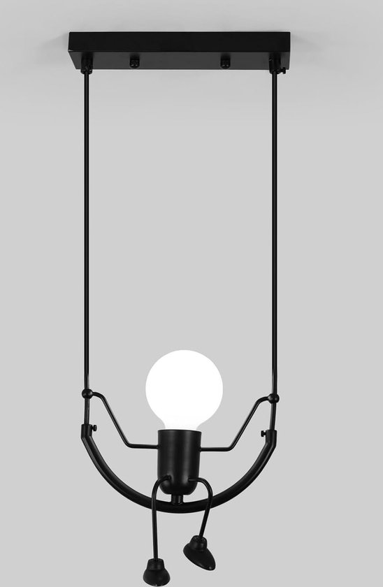 Delaveek-Single Head Swing Ironman Hanglamp - Zwart - Chassis 22cm - Hanger Kabel 1m - E27 kop (Lichtbron niet inbegrepen)