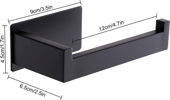 Auxmir Toiletpapierhouder zonder boren, zelfklevende toiletpapierhouder, roestvrij staal, toiletrolhouder, wc-rolhouder, wc-houder, papierhouder voor keuken toilet, zwart