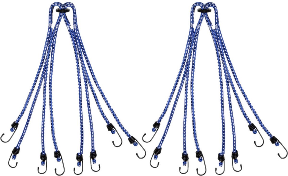 Pro Plus Bagagespin/snelbinders - 2x stuks - 8 armig - met haken - 8 x 40 cm - elastisch - voor fiets/motor/aanhanger