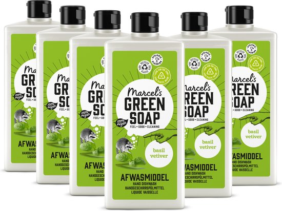 Marcel's Green Soap Afwasmiddel - Basilicum & Vetiver - 6 x 500ml