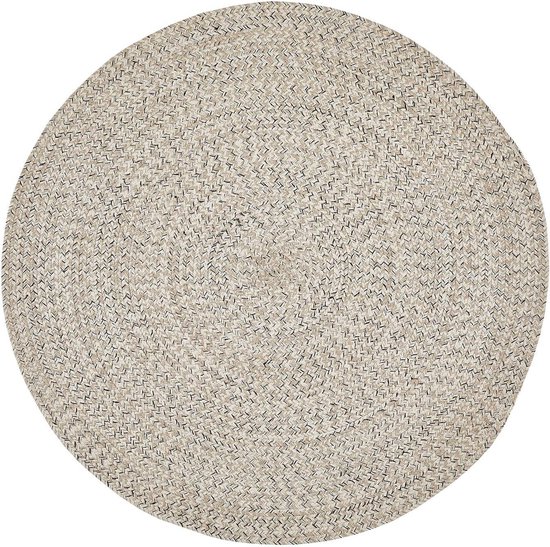 Rond tapijt plat weefsel katoen boho & etno chevron-patroon handgeweven beige 80 x 80 cm Tapijt