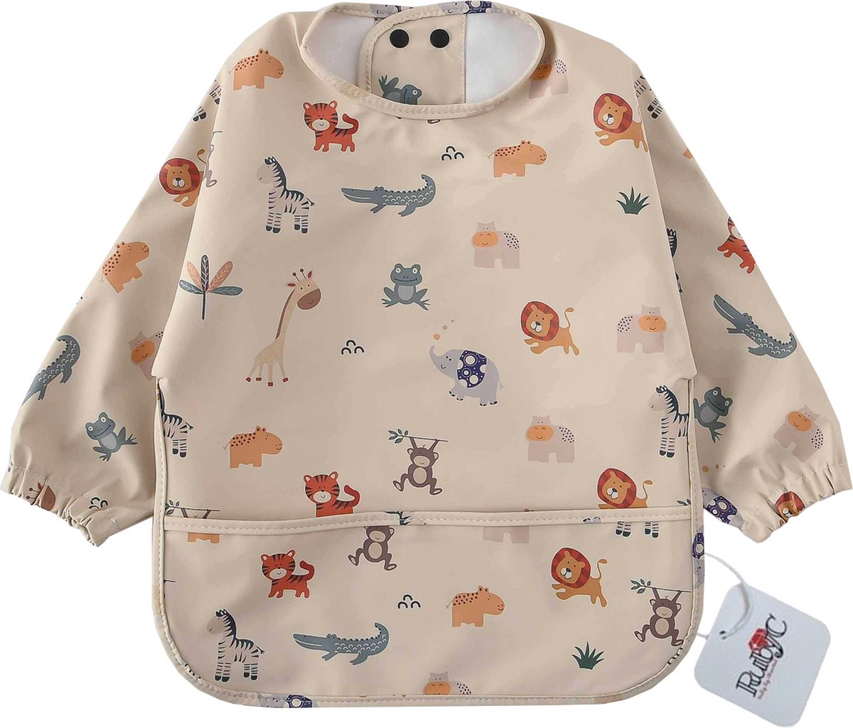 Goedkoopste RubyC Slab met Mouwen (6 tot 12 maanden) Dieren Diertjes - Waterproof Slabbetje Baby Dierentuin - Schort