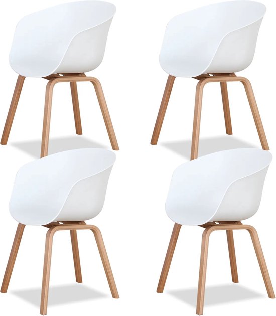 Brivia Moderne Stoelen - Eetkamer stoelen - Kuipstoel - Europese En Amerikaanse Stijl - Comfortabele Zitting - Ergonomisch - Set Van 4 - Wit