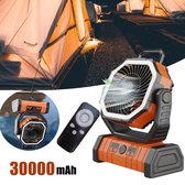 Brivia Elektrische Ventilator - Ideaal Voor Op De Camping - Outdooractiviteit - Vissen - Ideaal Voor Nood - Inclusief Afstandbediening Om Bijvoorbeeld Windsnelheid Aan Te Passen - Draagbaar - Oplaadbaar - 30000mAh - USB-C - 22x11x28cm
