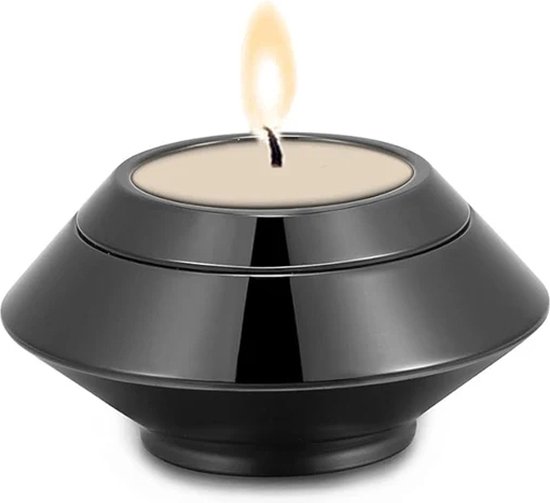 Assieraden Specialist - Crematie Urn Voor As - metalen Kaarshouder Urn - Zwart