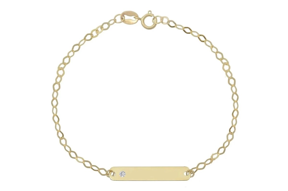 14K Goud Baby/Kinder Diamant Plaatarmbandje