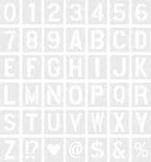 MGM Trading SAVITA 42st Herbruikbare Sjablonen - Alfabet Letters, Nummers, Symbolen en Cijfers - 5cm - Kunststof Sjablonen voor Schilderen, DIY en Decoratie.