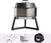 Draagbare Houtskoolgrill, Incl. Standaard, Grill Shelter, Grill Draagkoffer, Grill Tools, Grill Pack (4 lbs), Starters (4ct), Gemaakt van 304 Roestvrij Staal Soudgewalst Staal