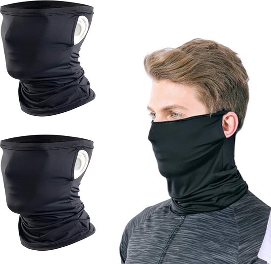 Anti-UV 2 stuks zwart - nek beenkap gezichtsbedekking sjaal - voor mannen en vrouwen - ademend zon winddicht - voor vissen wandelen fietsen - Fietsen hoofddoek - Winddicht masker